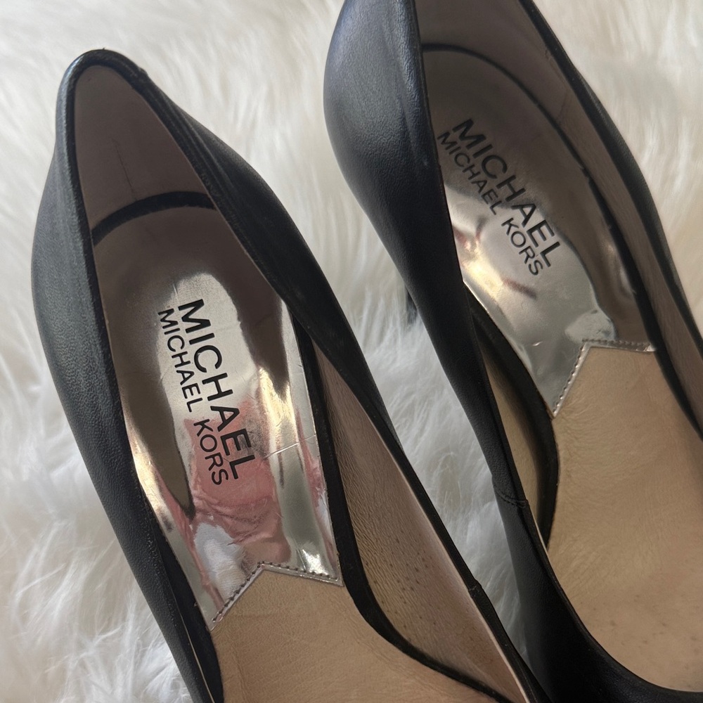 Michael Kors Black Heels with Silver Accents - Picture 3 of 7